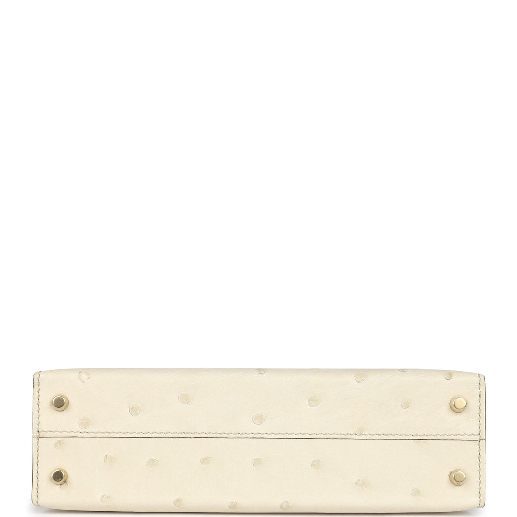 Hermes Special Order (HSS) Kelly Sellier 20 Beton and Gris Tourterelle Ostrich Permabrass Hardware - Image 7