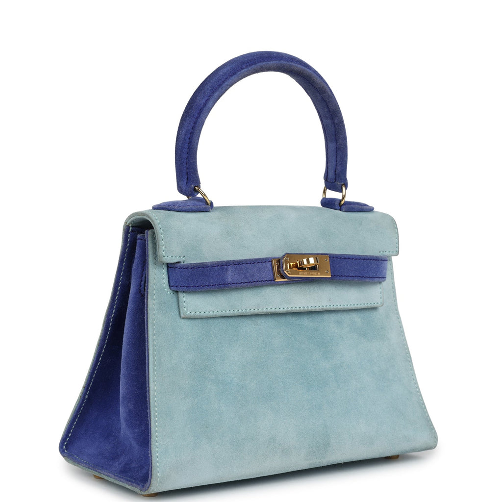 Vintage Hermes Kelly Sellier 20 Bleu Electric and Aqua Doblis Gold Hardware - Image 3