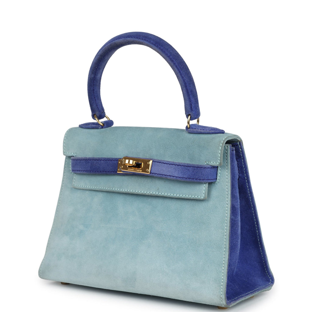 Vintage Hermes Kelly Sellier 20 Bleu Electric and Aqua Doblis Gold Hardware - Image 6