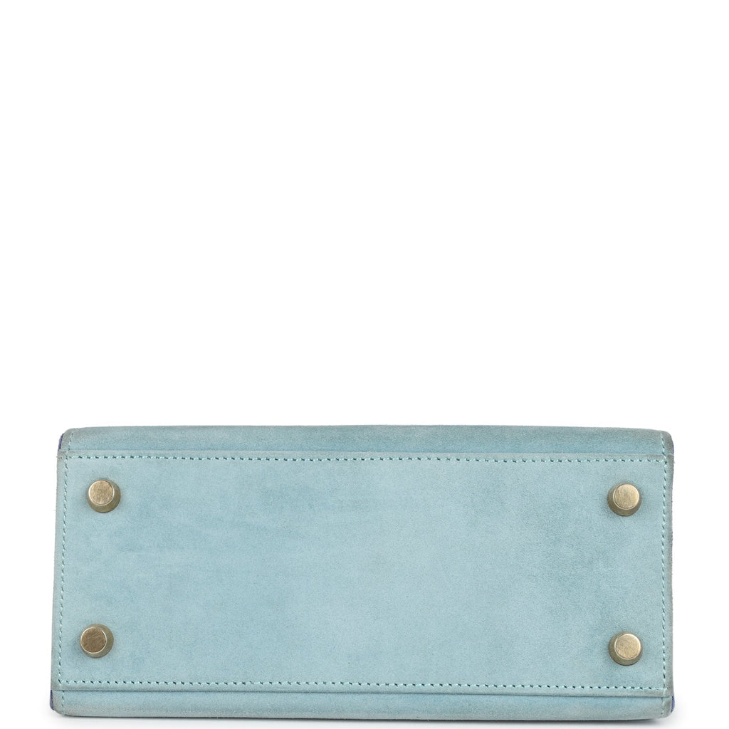 Vintage Hermes Kelly Sellier 20 Bleu Electric and Aqua Doblis Gold Hardware - Image 7