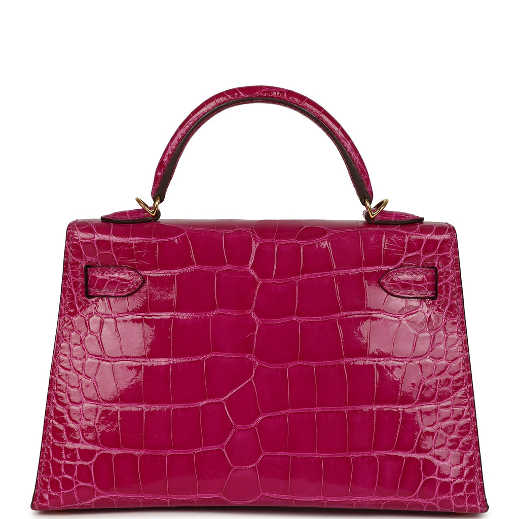 Pre-owned Hermes Kelly Sellier 20 Rose Scheherazade Shiny Alligator Gold Hardware - Image 5