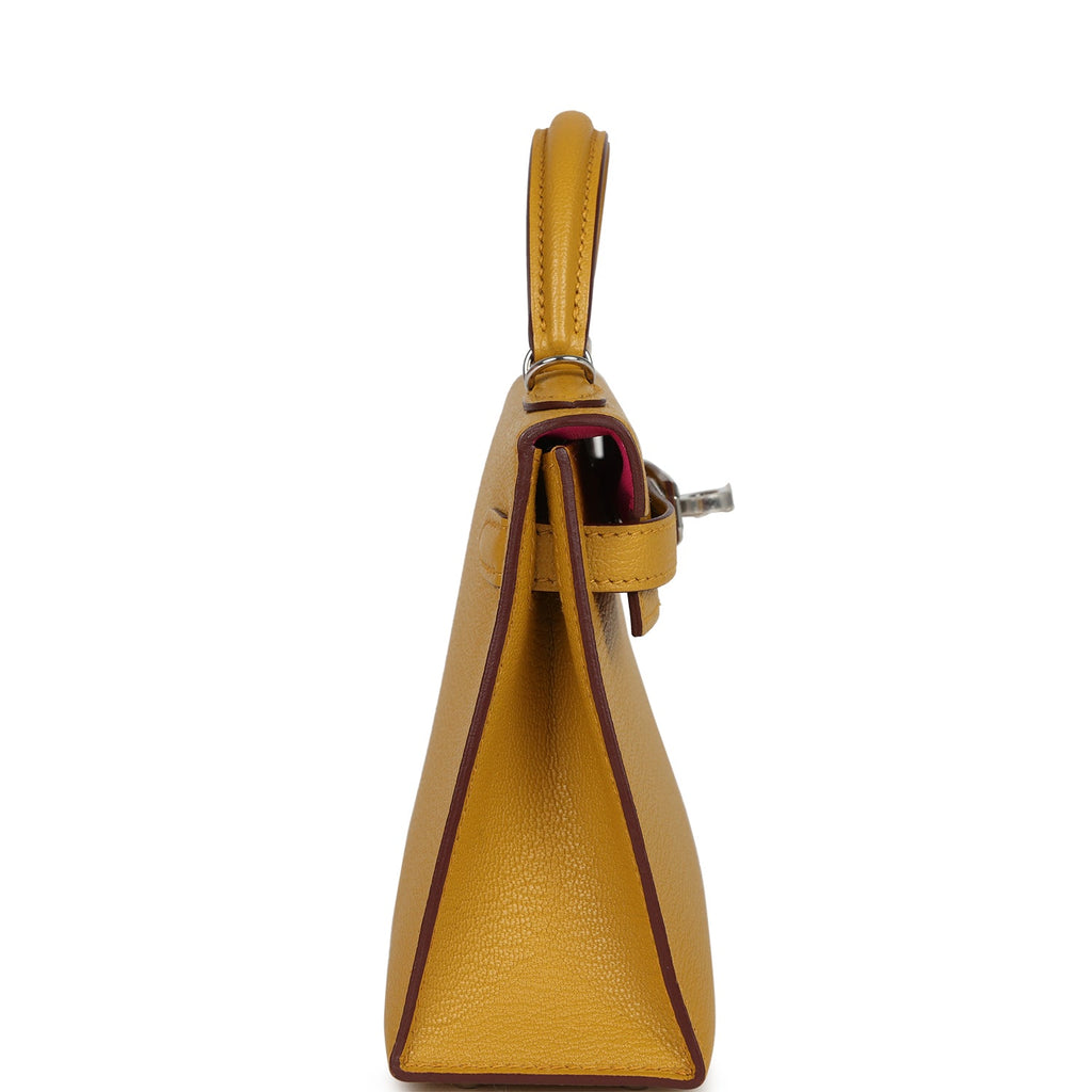 Hermes Kelly Sellier 20 Jaune Ambre Verso Chèvre Mysore Palladium Hardware - Image 4