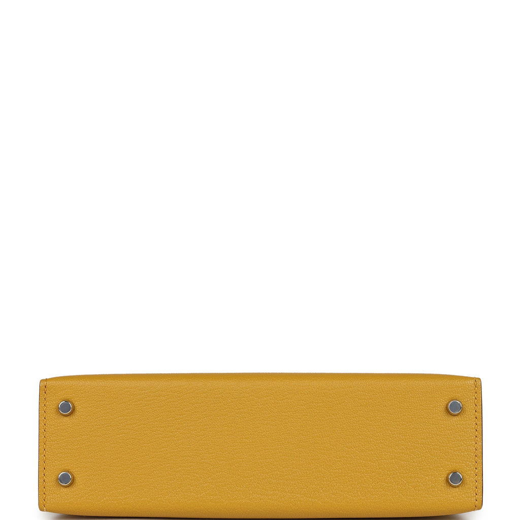 Hermes Kelly Sellier 20 Jaune Ambre Verso Chèvre Mysore Palladium Hardware - Image 7