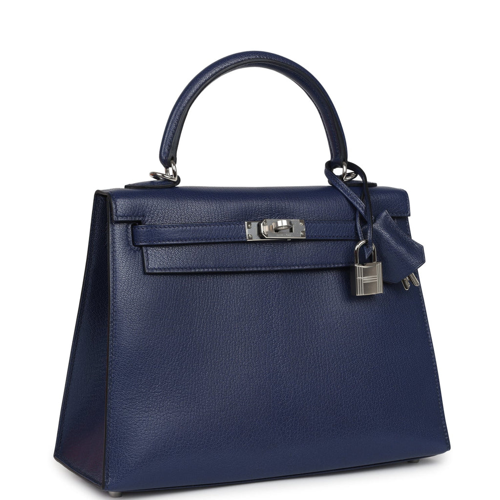 Hermes Kelly Sellier 25 Bleu Saphir Chevre Chamkila Palladium Hardware - Image 3