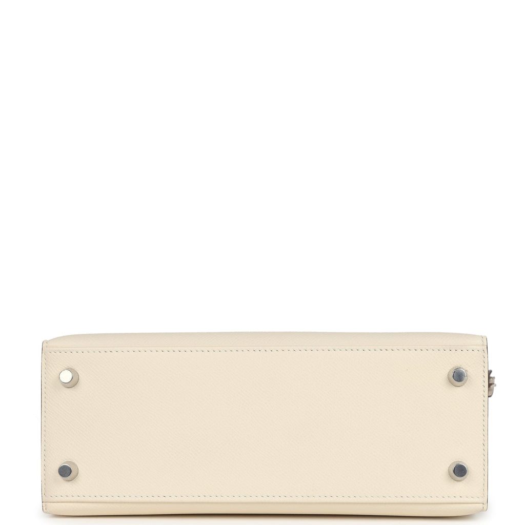 Hermes Kelly Sellier 25 Tri-Color Nata, Gris Meyer and Chai Epsom Palladium Hardware - Image 7