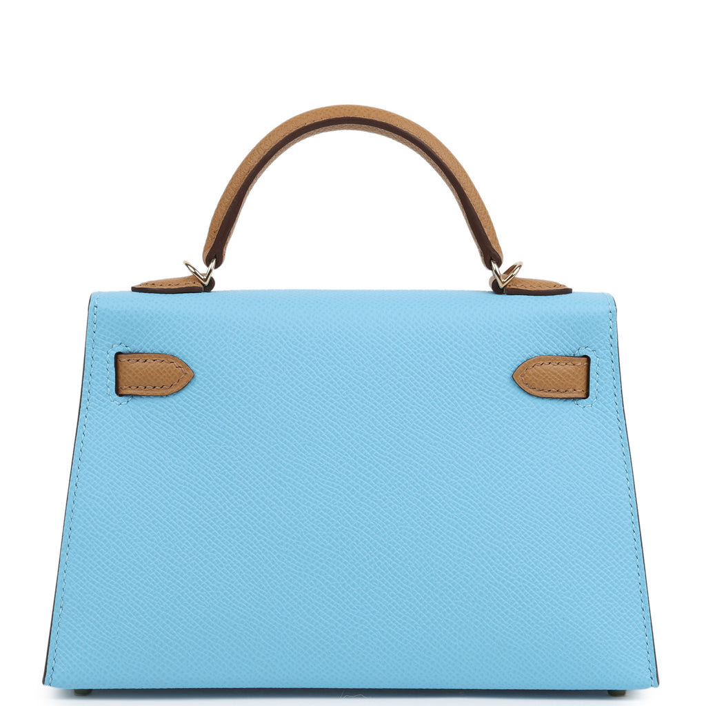 Hermes Special Order (HSS) Kelly Sellier 20 Bleu Celeste and Biscuit Epsom Permabrass Hardware - Image 5