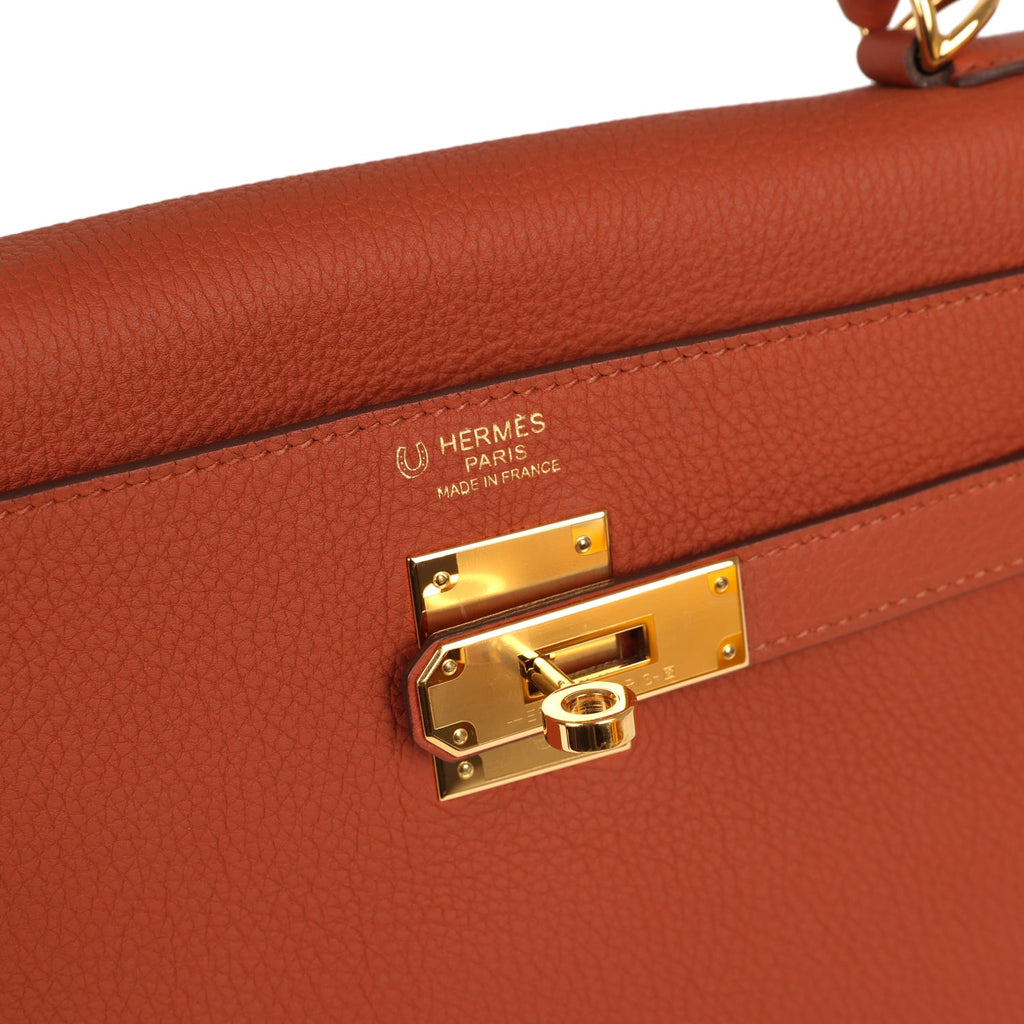 Pre-owned Hermes Special Order (HSS) Kelly Retourne 32 Cuivre Verso Togo Gold Hardware - Image 8
