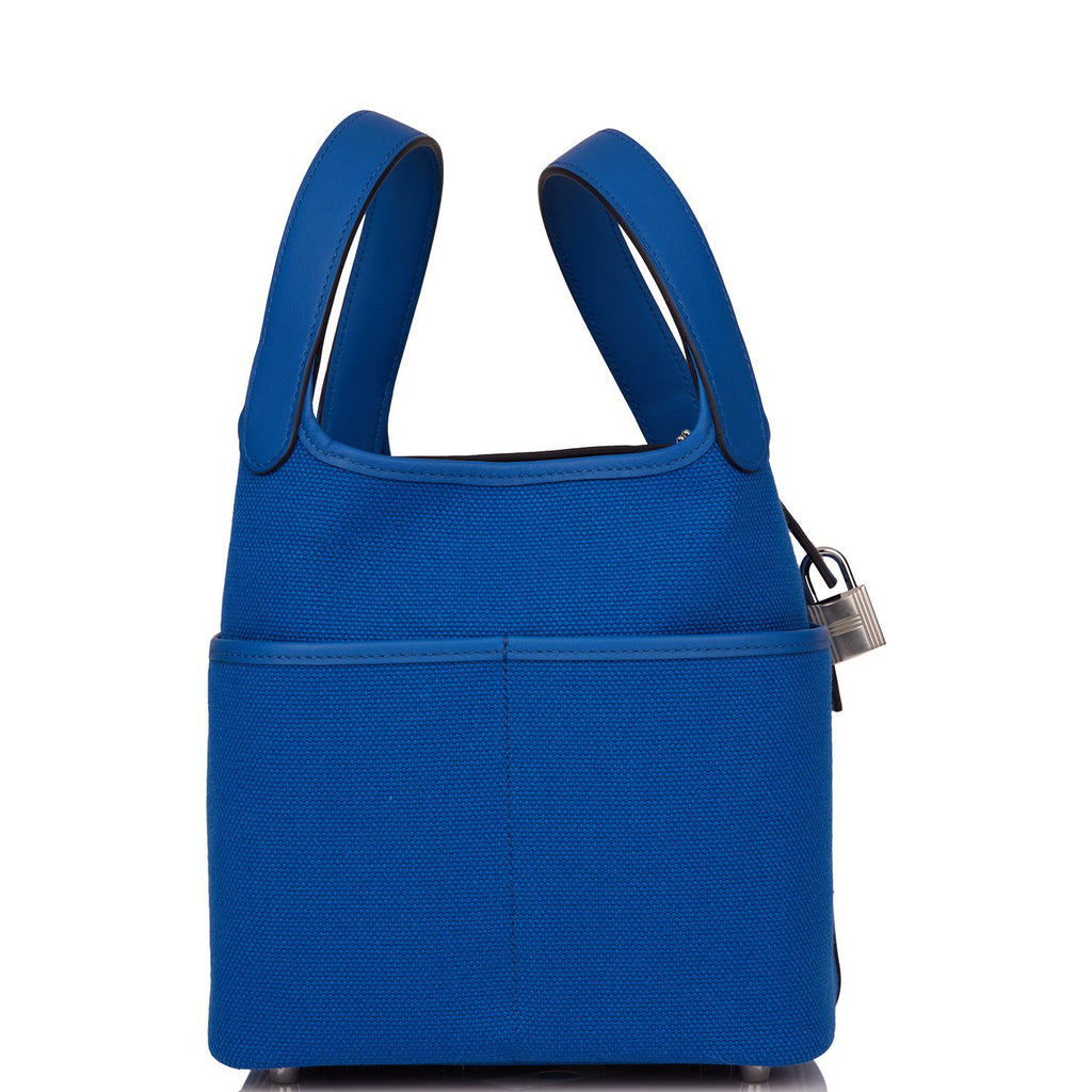 Hermes Picotin Cargo 18 Bleu France Swift and Toile Canvas Palladium Hardware - Image 4