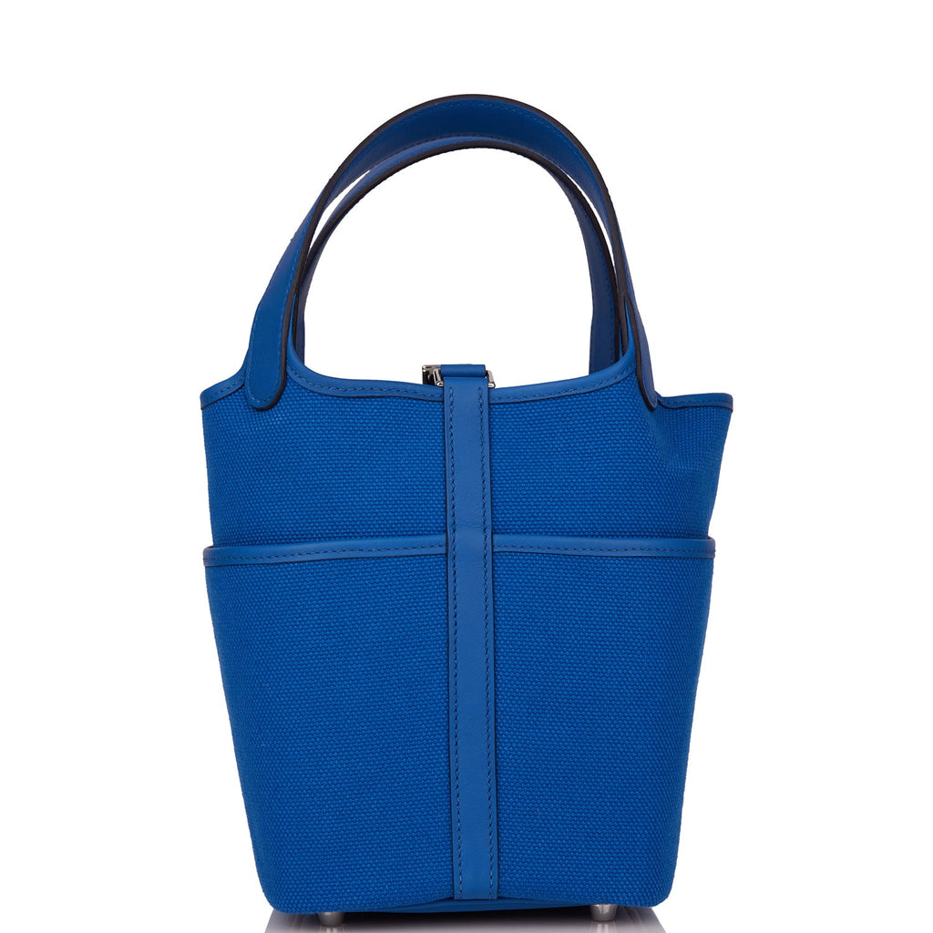 Hermes Picotin Cargo 18 Bleu France Swift and Toile Canvas Palladium Hardware - Image 5