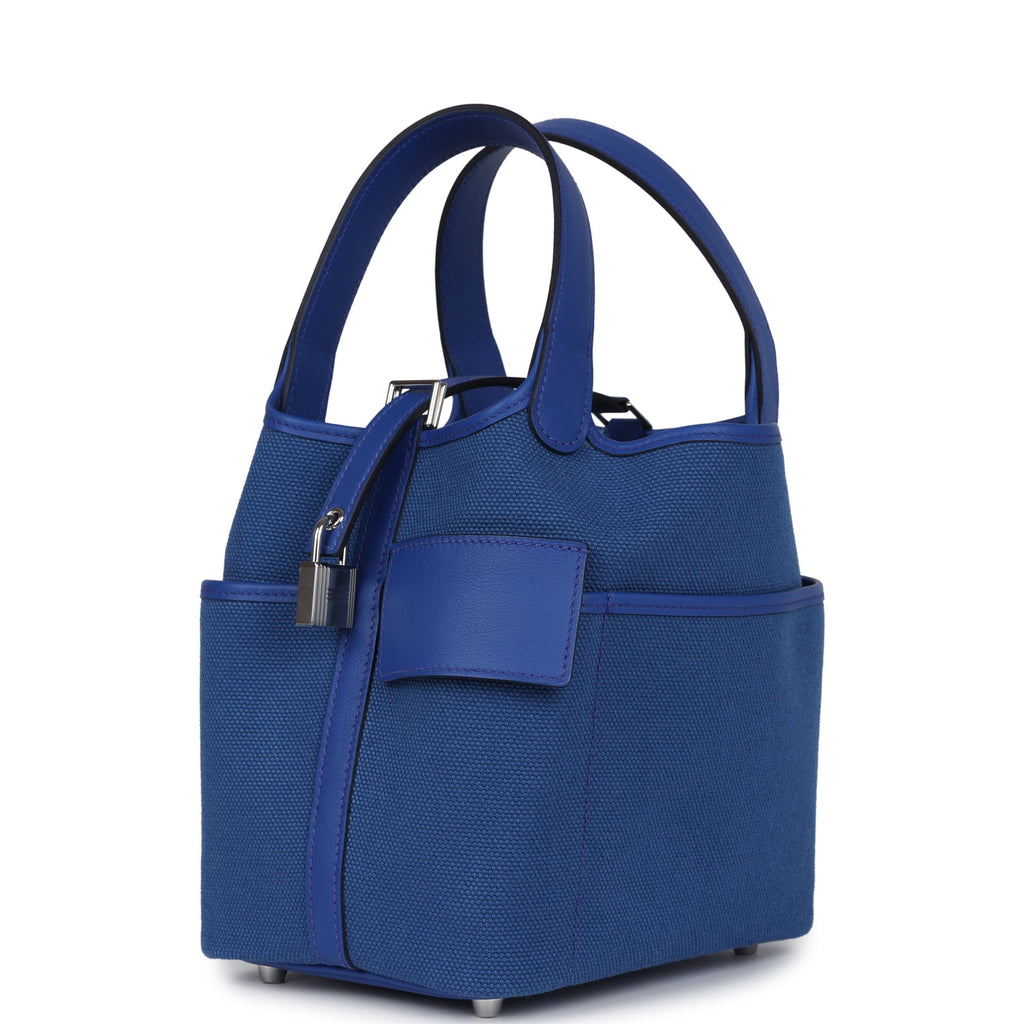 Hermes Picotin Cargo 18 Bleu Royal Swift and Toile Canvas Palladium Hardware - Image 6