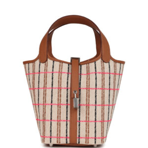 Hermes Picotin Lock 18 Gold, Ecru-Beige, Rose Pop, Black Toile H and Fauve Swift and Toile H Palladium Hardware