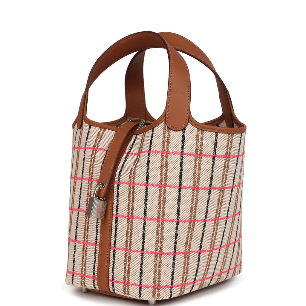 Hermes Picotin Lock 18 Gold, Ecru-Beige, Rose Pop, Black Toile H and Fauve Swift and Toile H Palladium Hardware - Image 6