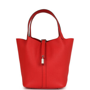 Hermes Picotin Lock 22 Rouge De Coeur Clemence Palladium Hardware
