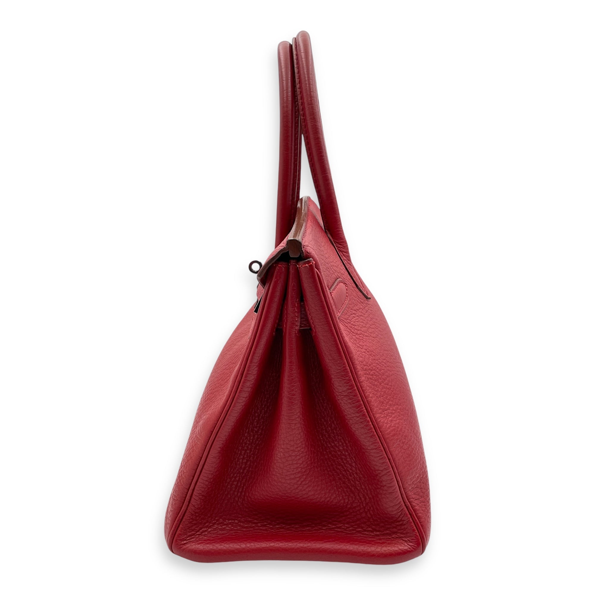 Birkin 30 Rouge Vif in Clemence, Silver hardware - Image 5