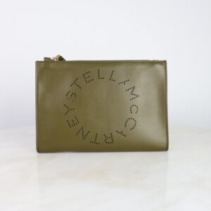 Stella Mccartney Olive Alter Nappa Perforated Logo Pouch