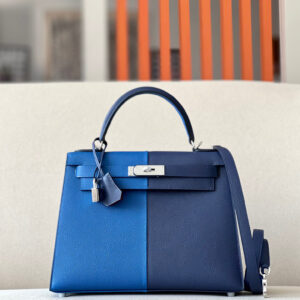 Kelly HSS 28 Epsom Bleu Saphir (73) and Bleu France (71) and Rouge Grenade(K1) Palladium Hardware