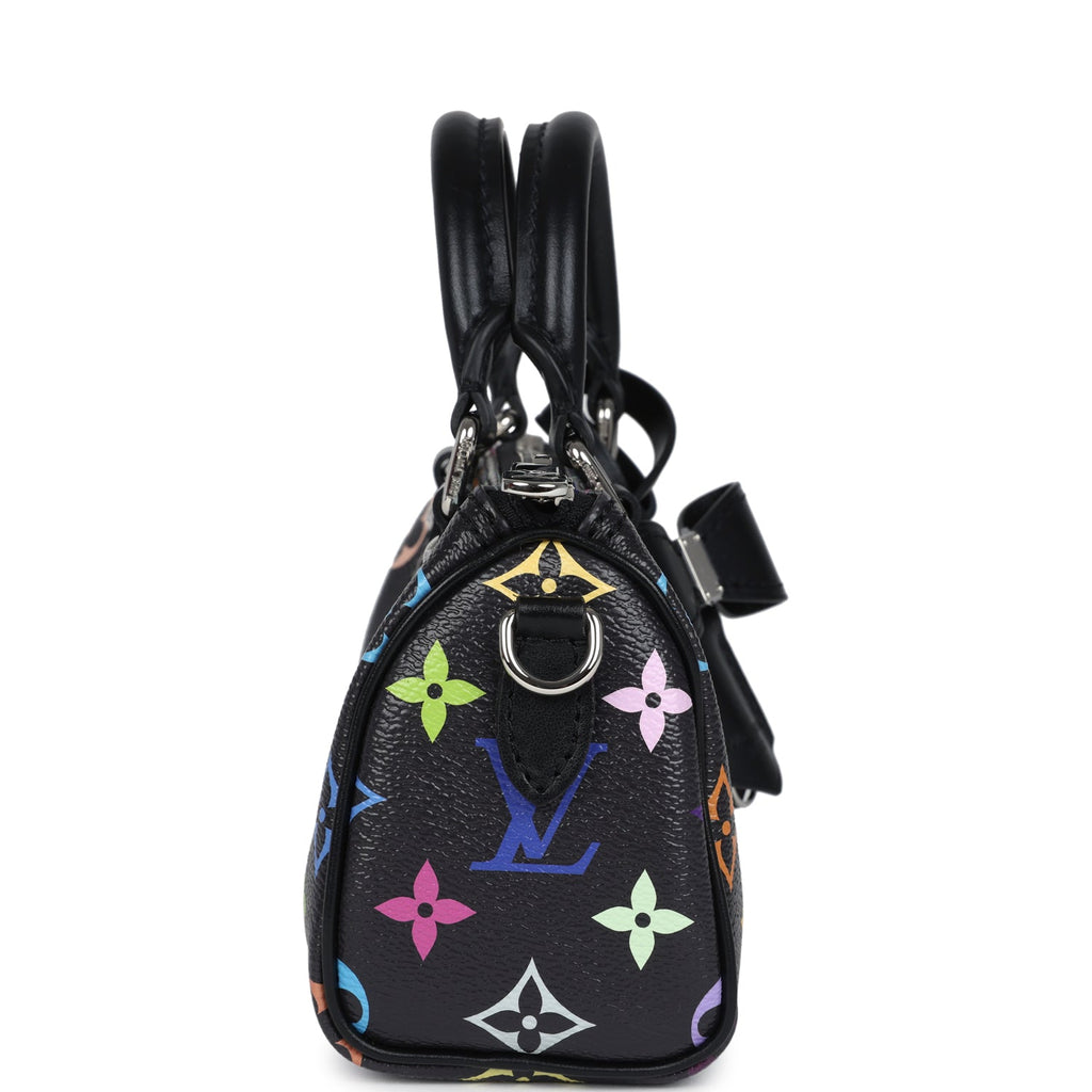 Louis Vuitton X Murakami Nano Speedy Bag Black Multicolor Monogram Gold Hardware - Image 4