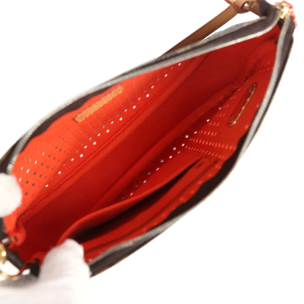 Vintage Louis Vuitton Perforated Pochette Accessories Orange Monogram Gold Hardware - Image 10