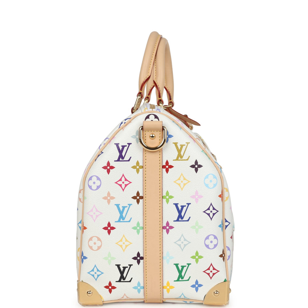 Louis Vuitton X Murakami Keepall Bandouliere 45 White Monogram Multicolored Gold Hardware - Image 4