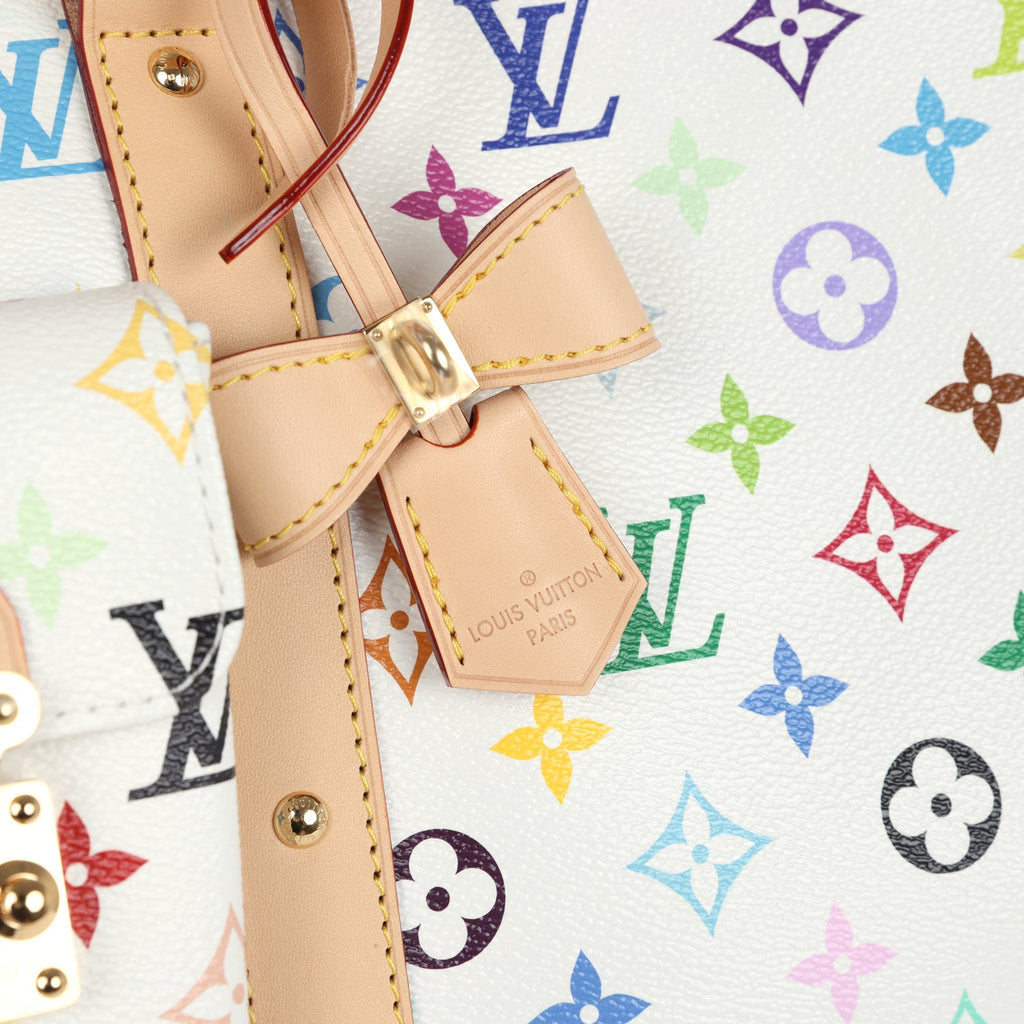 Louis Vuitton X Murakami Keepall Bandouliere 45 White Monogram Multicolored Gold Hardware - Image 8