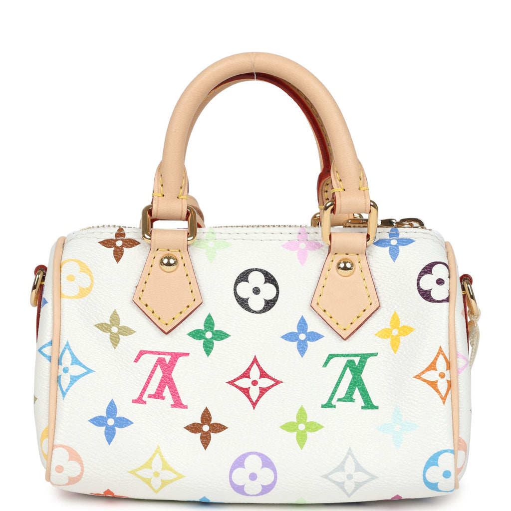 Louis Vuitton X Murakami Nano Speedy Bag White Multicolor Monogram Gold Hardware - Image 5