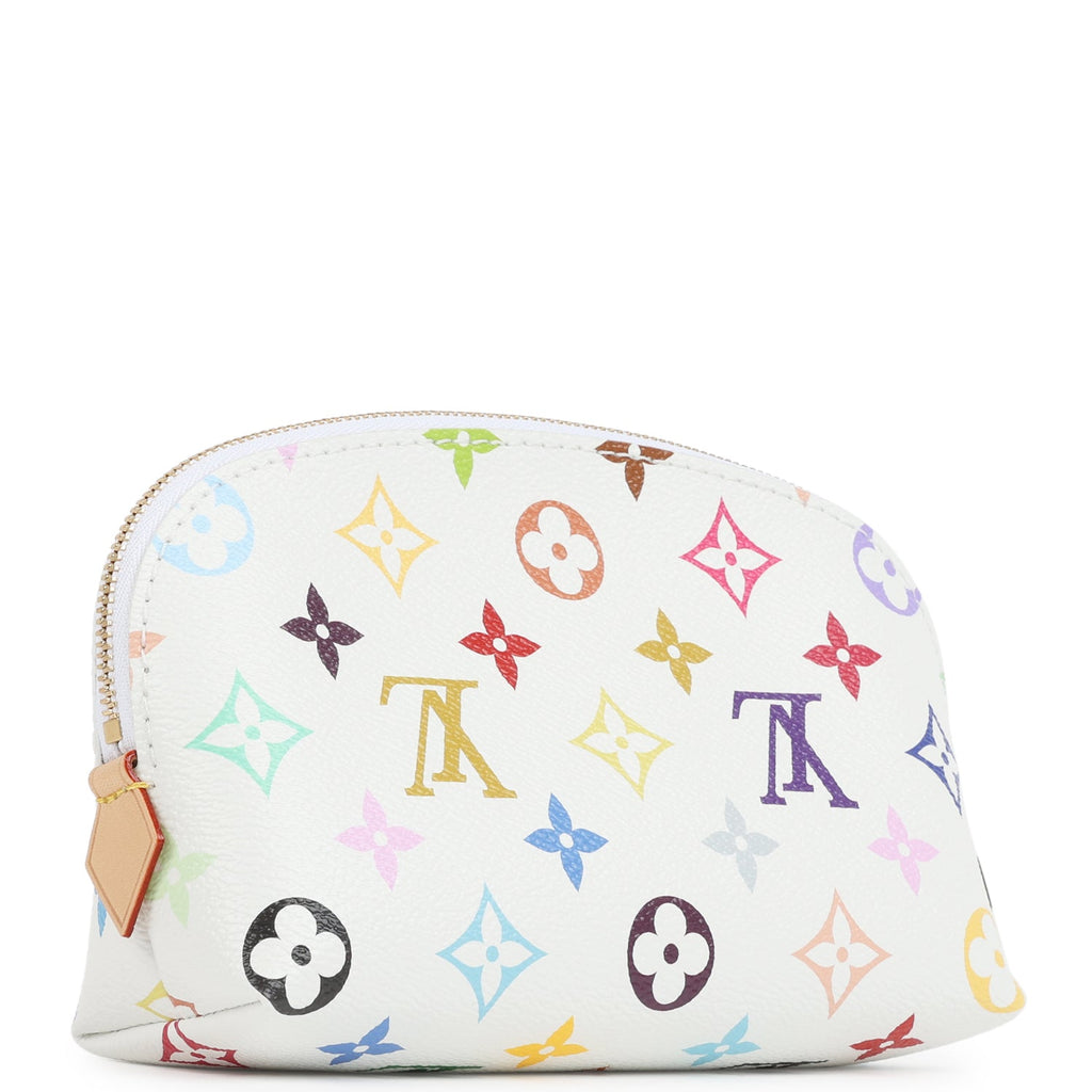 Louis Vuitton X Takashi Murakami Cosmetic Pouch PM White Multicolored Monogram Gold Hardware - Image 3