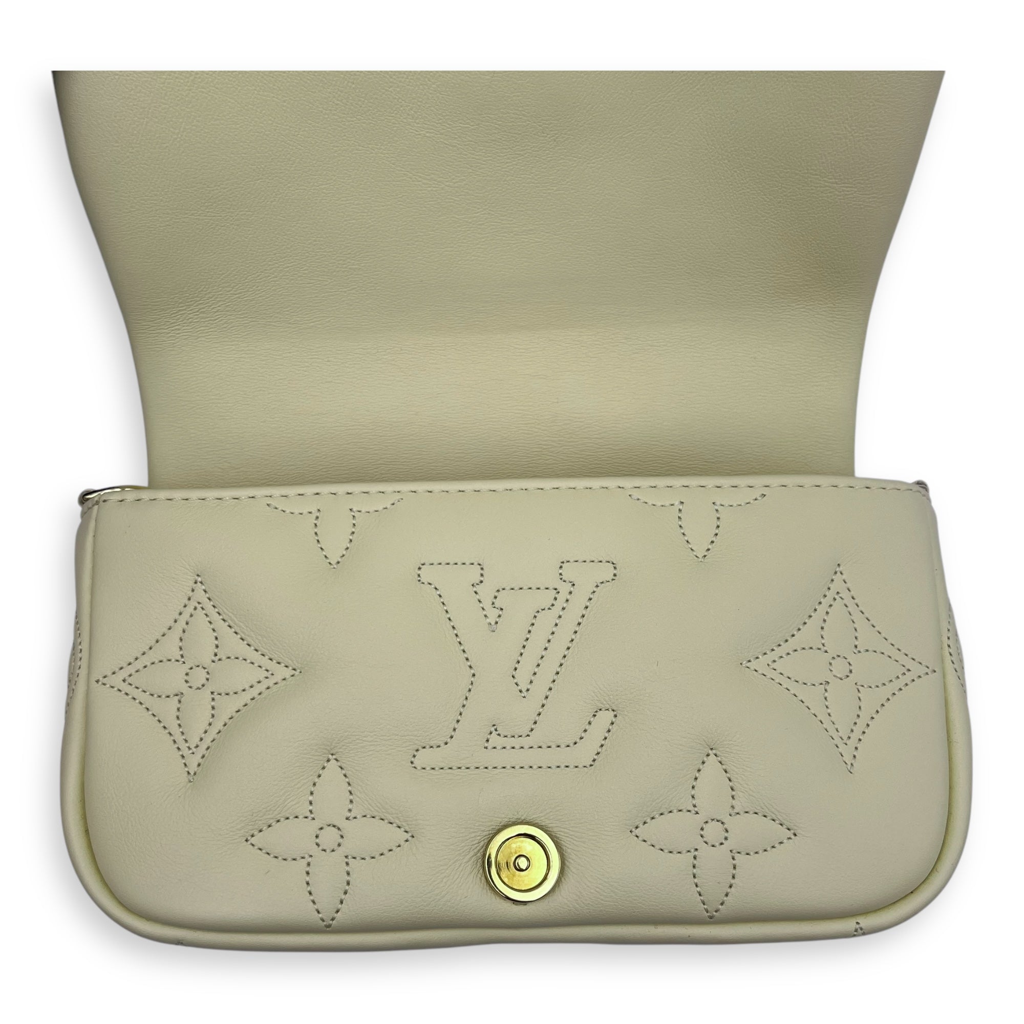 Bubblegram Wallet on Strap Yellow Crossbody Bag in Lambskin, Gold hardware - Image 20