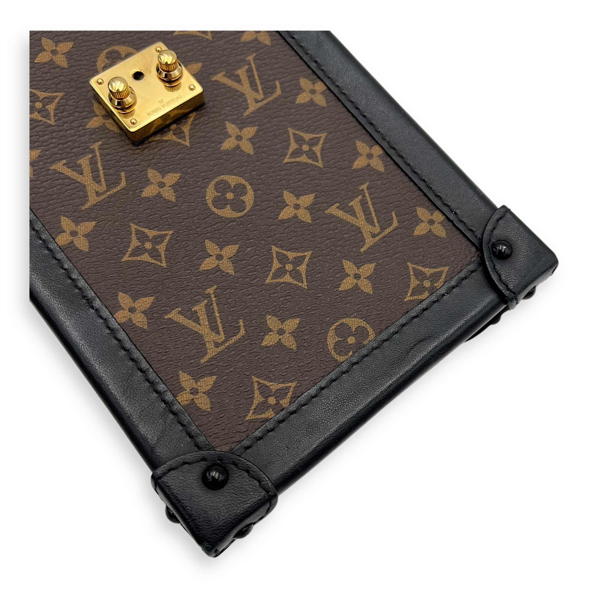 Trunk Vertical Brown Crossbody Bag in Monogram Coated Canvas, Gold hardware - Image 17