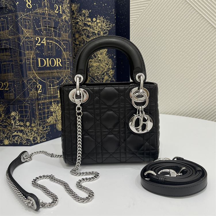 Mini Lady Dior Bag Black Lambskin - Image 3