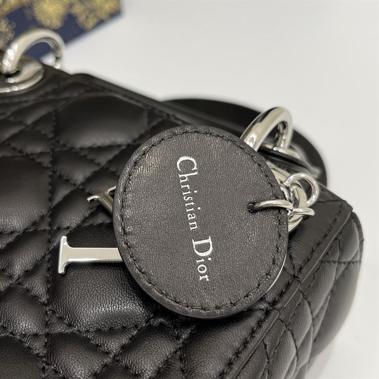 Mini Lady Dior Bag Black Lambskin - Image 11