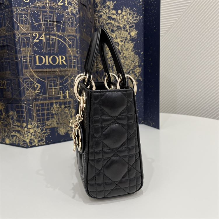 Mini Lady Dior Bag Black Lambskin - Image 5