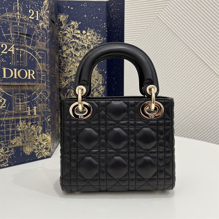 Mini Lady Dior Bag Black Lambskin - Image 4