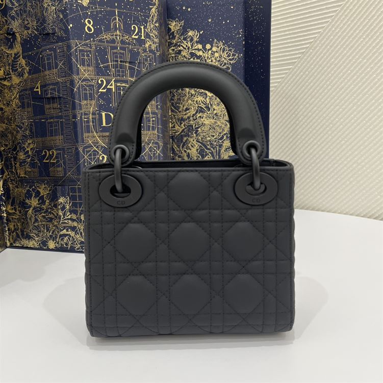 Mini Lady Dior Bag Black Ultramatte Cannage - Image 3