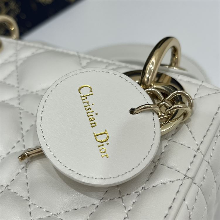 Mini Lady Dior Bag Latte Cannage Lambskin - Image 7