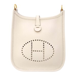Evelyne (Short Strap) Mini Gris Pale in Clemence, Gold hardware