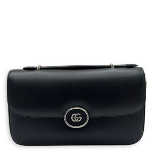 Petite GG Small Black Crossbody Bag in Calfskin, Silver hardware