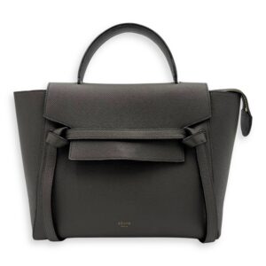 Belt Bag Top Handle Bag Micro Grey in Calfskin, Gold hardware