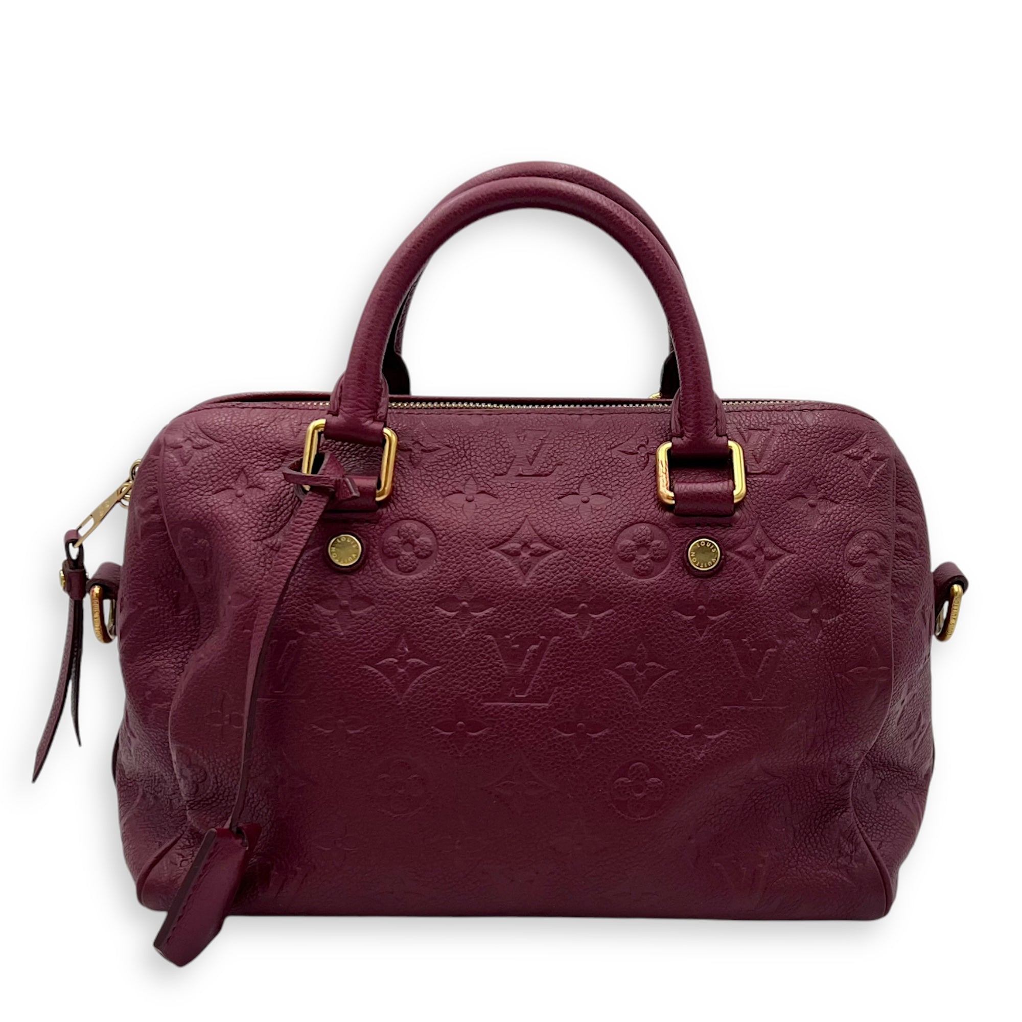 Speedy 25 Purple Top Handle Bag in Empreinte Leather, Gold hardware