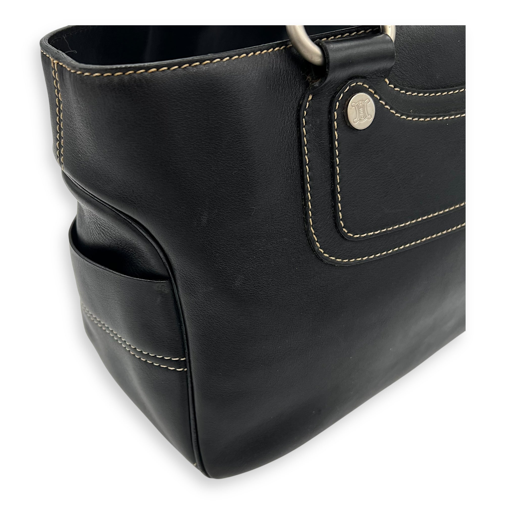 Boogie Black Top Handle Bag in Calfskin, Silver hardware - Image 15