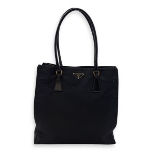Logo Tote Bag Black in Nylon, Gold hardware