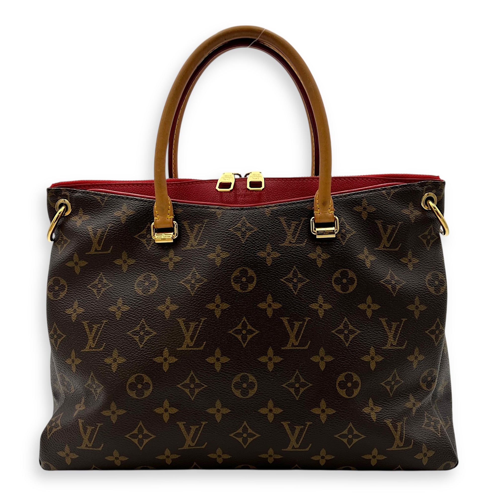 Pallas Top Handle Bag Brown in Monogram Coated Canvas, Gold hardware