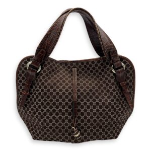 Bittersweet Brown Tote Bag in Canvas, Gold hardware