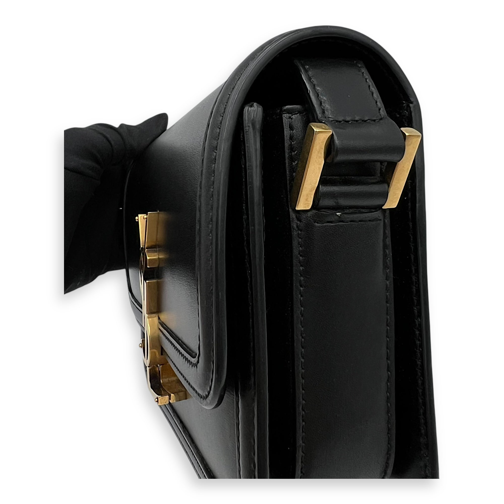 Solferino Shoulder Bag Black in Calfskin, Gold hardware - Image 9