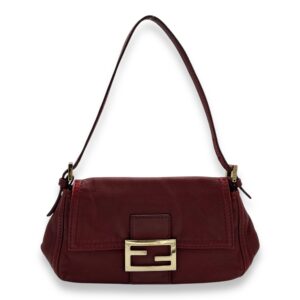 Baguette Shoulder Bag Red in Calfskin, Gold hardware