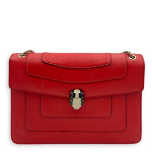 Serpenti Forever Shoulder Bag Red in Calfskin, Gold hardware