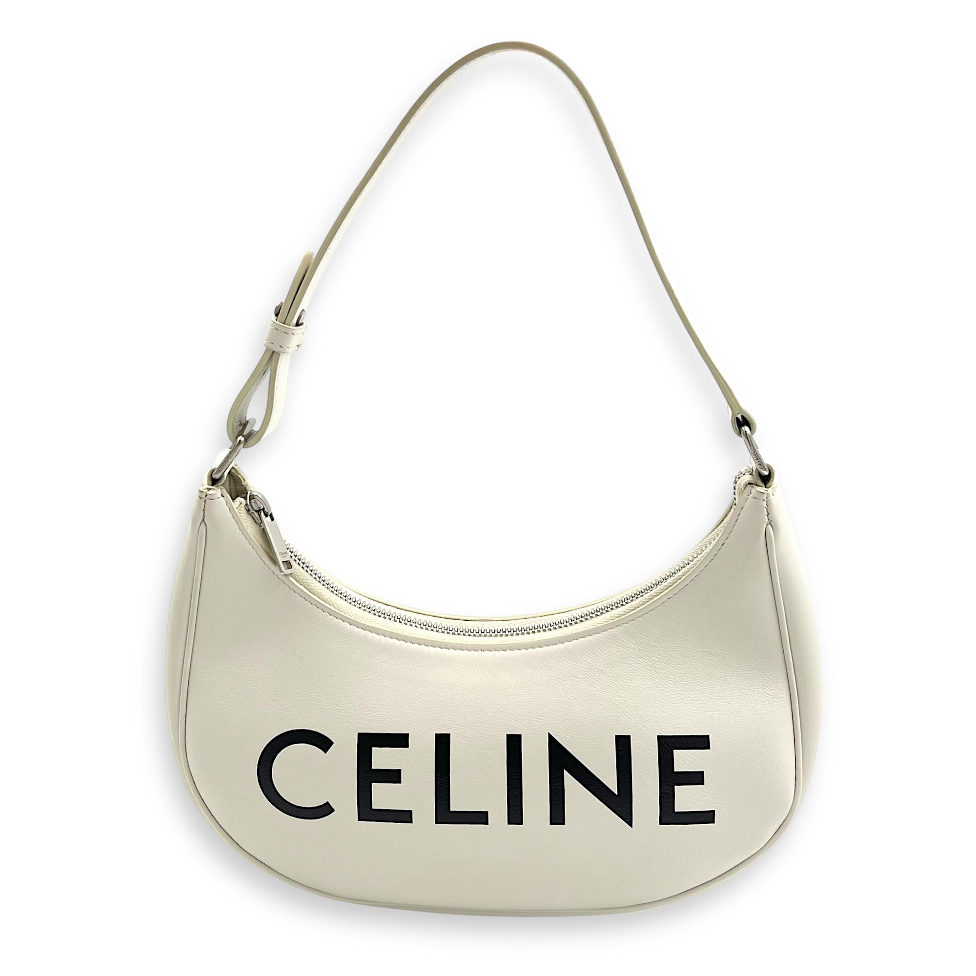 Ava Shoulder Bag White in Calfskin, Silver hardware