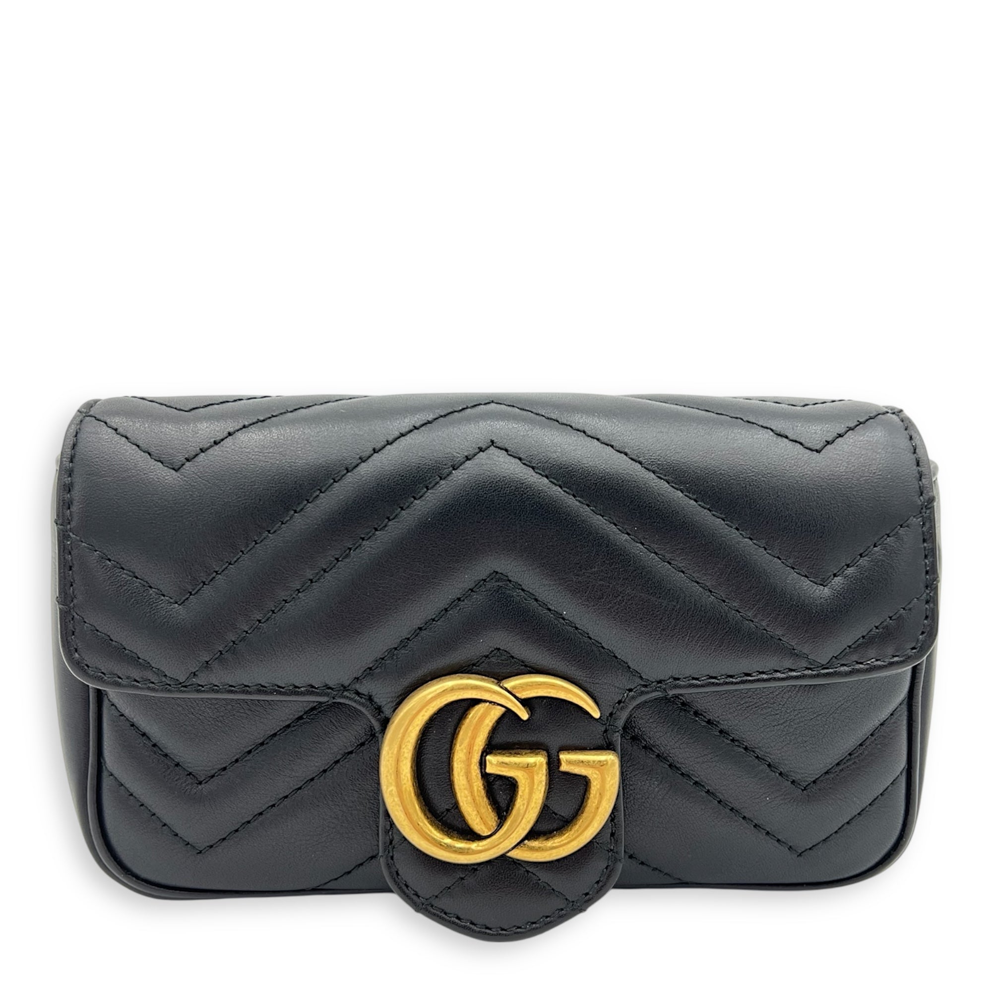 GG Marmont Crossbody Bag Black in Calfskin, Gold hardware