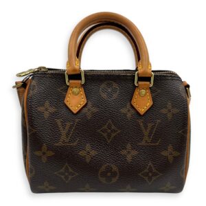 Speedy Top Handle Bag Nano Brown in Monogram Coated Canvas, Gold hardware