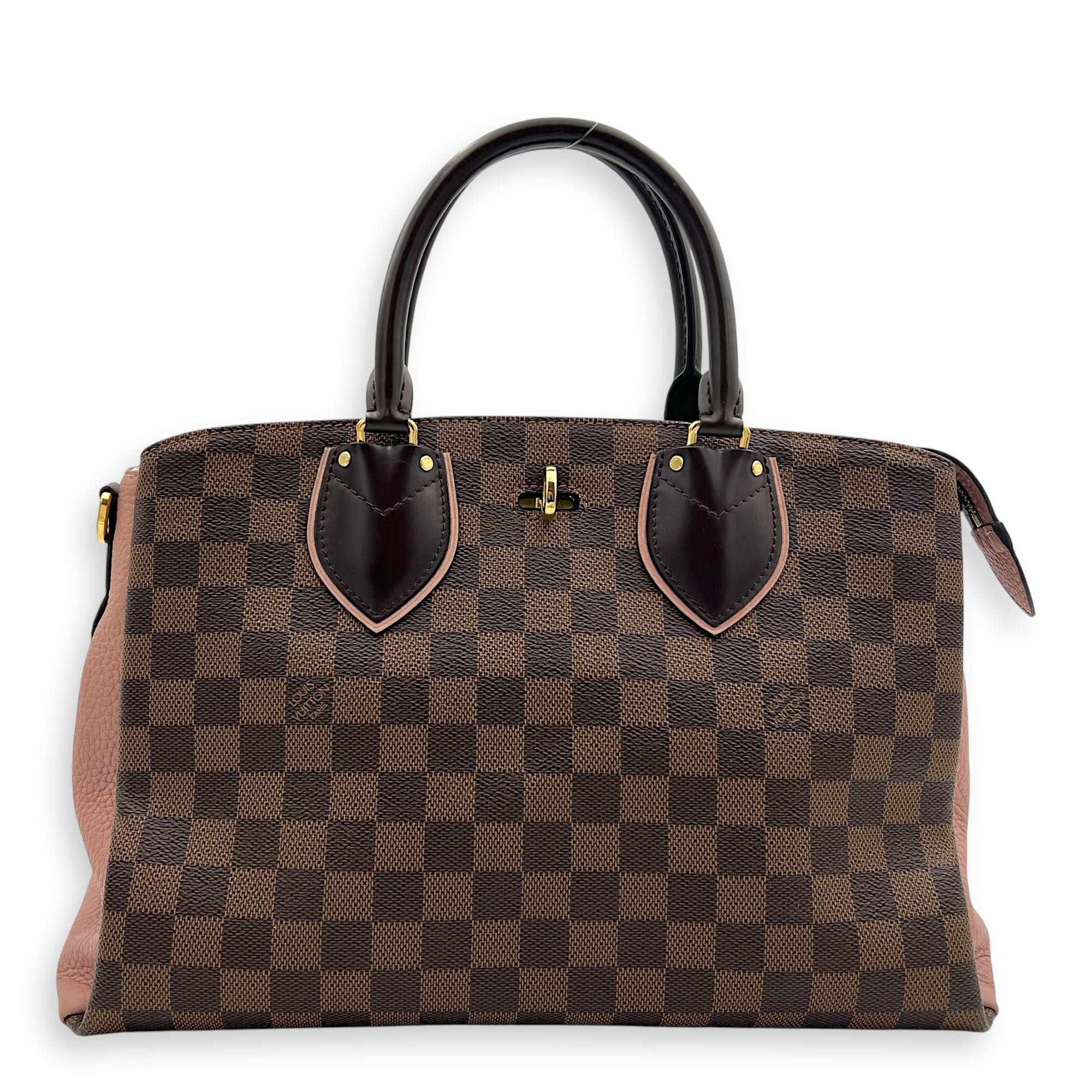 Normandy Top Handle Bag Brown in Coated Canvas, Gold hardware