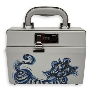 Kenny Scharf Vanity Top Handle Bag Grey in Calfskin, Silver hardware